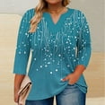 thumbnail image 1 of Ounisa Womens Plus Size Tops V Neck T Shirts 3/4 Sleeve Blouse Summer Casual Tees, 1 of 5
