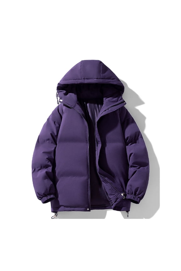 Womens Puffer Jacket Full Zip Quilted Hooded Bubble Coats Padded Jacket Long Sleeve Winter Warm Coat Pocket