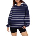 thumbnail image 1 of Ounisa Womens Pullover Fashionable Casual Stripe Sweatshirt Drawstring The Season Hoodie Long Sleeve Tops with Pocket, 1 of 4