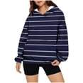 thumbnail image 1 of Ounisa Womens Pullover Fashionable Casual Stripe Sweatshirt Drawstring The Season Hoodie Long Sleeve Tops with Pocket, 1 of 4
