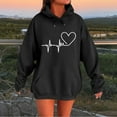 thumbnail image 1 of Ounisa Womens Pullover Fashionable Leisure Loose Heart Printed Sweatshirt Drawstring The Season Hoodie Long Sleeve Tops with Pocket, 1 of 4