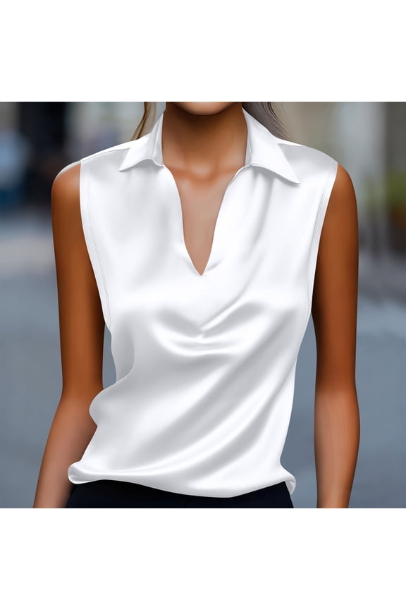 Womens Satin Tank Tops Pleated Business Casual Outfit Summer Sleeveless Dressy Work Laple Blouse 2025