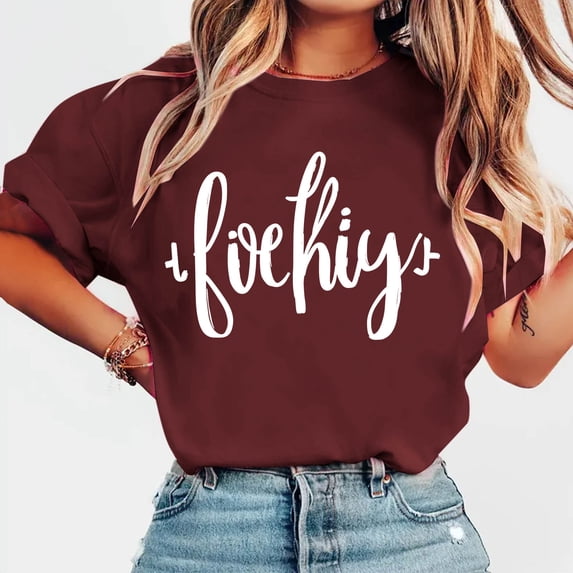 Ounisa Womens Short Sleeve T Shirt Crew Neck Printed Pullover Casual Fashion Comfortable Daily Wear Trendy Tops S-2XL