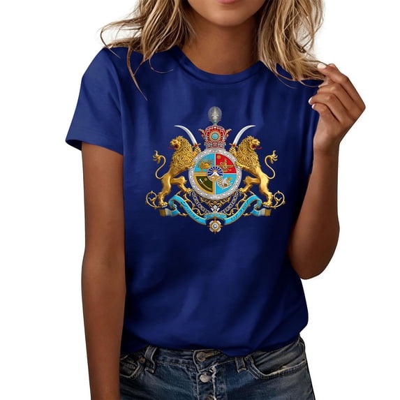 Ounisa Womens Short Sleeve T Shirts Crew Neck All Over Print Casual Soft Comfy Loose Fit Spring Summer Basic Daily Wear Tops S-3XL
