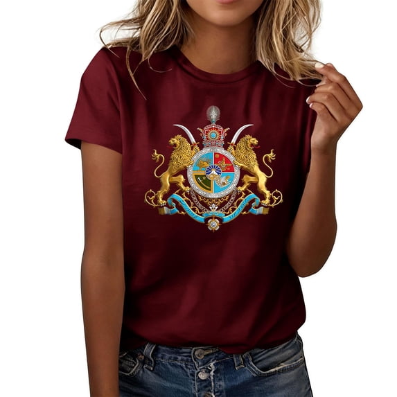 Ounisa Womens Short Sleeve T Shirts Crew Neck All Over Print Casual Soft Comfy Loose Fit Spring Summer Basic Daily Wear Tops S-3XL