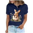 thumbnail image 1 of Ounisa Womens Short Sleeve Tees Crew Neck Easter Bunny Printed Soft Fabric Loose Fit 2026 Spring Summer Holiday Casual Daily Comfortable Trendy Basic Tops S-2XL, 1 of 7