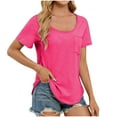 thumbnail image 1 of Ounisa Womens Short Sleeve Tees Crew Neck Solid Color With Pocket Soft Fabric 2026 Spring Summer Daily Casual Fashion Versatile Comfortable Basic Tops S-2XL, 1 of 8