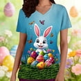 thumbnail image 1 of Ounisa Womens Short Sleeve Tees V Neck Easter Bunny Printed Retro Pattern Pocket Loose Fit Cotton 2026 Spring Summer Daily Casual Fashion Comfortable Tops S-2XL, 1 of 6