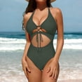 thumbnail image 1 of Ounisa Womens Sleeveless One Piece Swimsuit Spaghetti Strap Ruched Drawstring Padded Slim Fit Summer Beach Swimwear S-2XL, 1 of 8