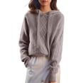 thumbnail image 1 of Ounisa Womens Soft Ribbed Knit Hoodie Sweaters Long Sleeve Pullover Shirts Lightweight Cozy Fall Tops, 1 of 4