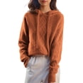 thumbnail image 1 of Ounisa Womens Soft Ribbed Knit Hoodie Sweaters Long Sleeve Pullover Shirts Lightweight Cozy Fall Tops, 1 of 4