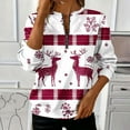 thumbnail image 1 of Ounisa Womens Stripe Sweatshirts 2025 Fall Fashion Clothes Half Zip Christmas Gifts Snowflake Elk Graphic Pullover Cropped Tops Workout Soft Outfits, 1 of 5
