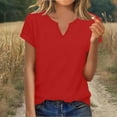thumbnail image 1 of Ounisa Womens Summer Tops Cap Sleeve V Neck Tshirts Spring Blouses Beach Vacation Clothes, 1 of 6