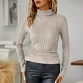 thumbnail image 1 of Ounisa Womens Sweater Pullover Long Sleeve Tops Pleated Turtleneck Causal Shirts Fall Fashion Loose Fit Basic Tee Outfits, 1 of 8