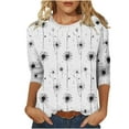 thumbnail image 1 of Ounisa Womens Tops 3/4 Sleeve Shirts Trendy Floral Blouses Casual Loose Fit Summer Tee Crewneck Tunic Tops, 1 of 9