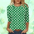 thumbnail image 1 of Ounisa Womens Tops 3/4 Sleeve St. Patrick's Day T-Shirts Crew Neck Spring Graphic Tee Clothes, 1 of 7