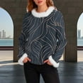 thumbnail image 1 of Ounisa Womens Tops Autumn Winter Pullover Sweater Loose Casual Long Sleeved Round Neck Stripe Pattern Shacket Blouse, 1 of 5