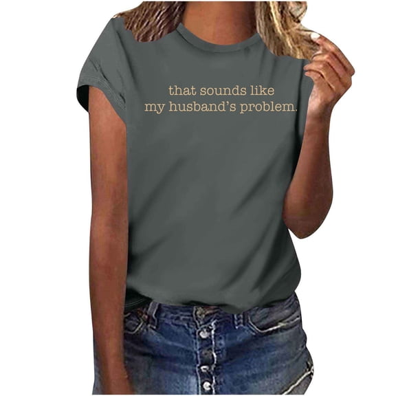 Ounisa Womens Tops Letters Graphic Funny Cute Short Sleeve Crewneck Casual Loose T Shirts