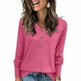 thumbnail image 1 of Ounisa Womens Tops Long Sleeve Shirts Fall Winter Casual V Neck Button Knit Pullover Lightweight Tunic Blouse, 1 of 7