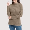 thumbnail image 1 of Ounisa Womens Tunic Tops Turtleneck Long Sleeve Shirts Oversized Fall Sweaters Side Split High Low Hemline, 1 of 8