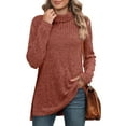 thumbnail image 1 of Ounisa Womens Tunic Tops Turtleneck Long Sleeve Shirts Oversized Fall Sweaters Side Split High Low Hemline, 1 of 6