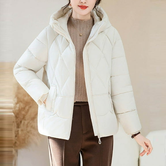 Ounisa Womens's Lightweight Down Coat Long Sleeve Button Quilted Pullover Puffer Jacket Packable Hooded Winter Coat