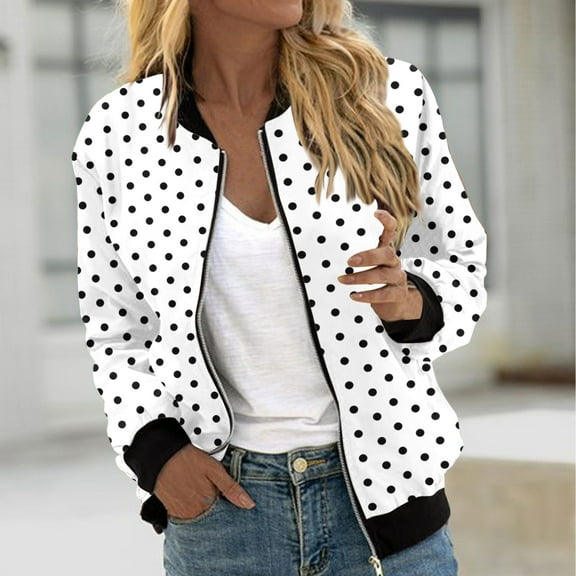 Ounisa Zippered Jackets for Women Spring Fashion 2025 Non Hood Printed Coats Lightweight Zip Up Jackets Dressy Casual Coat