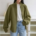 thumbnail image 1 of Ounisa Zippered Turtleneck Sweater Bomber Jacket For Women Elegant Knitted Long Sleeve Round Collar Casual STreet Chic Top, 1 of 8