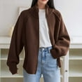 thumbnail image 1 of Ounisa Zippered Turtleneck Sweater Bomber Jacket For Women Elegant Knitted Long Sleeve Round Collar Casual STreet Chic Top, 1 of 7