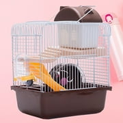 Ounona Double Layer Hamster Cage Pet House, Acrylic, Portable, Brown