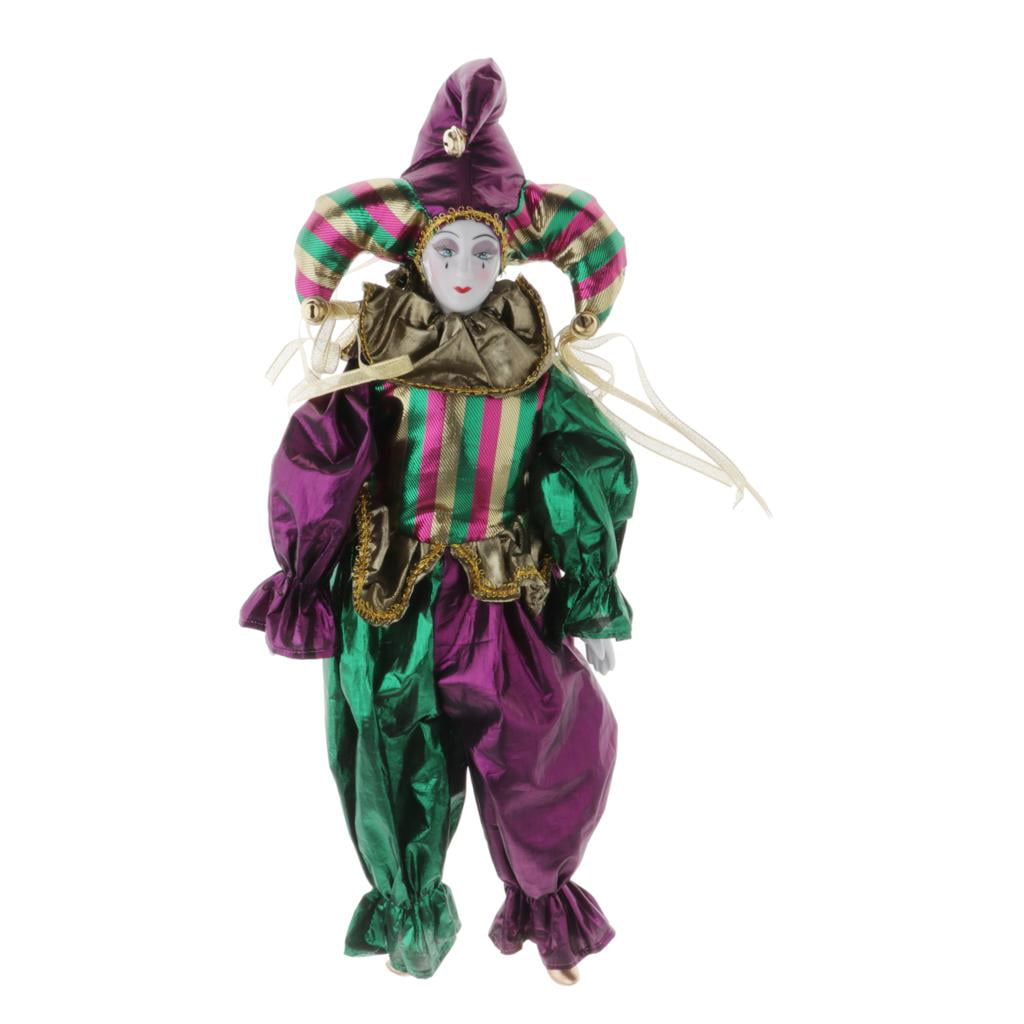 Oupée Clown Porcelain 42cm Halloween Decor Bedroom Living Room Office - Multicolor, as described