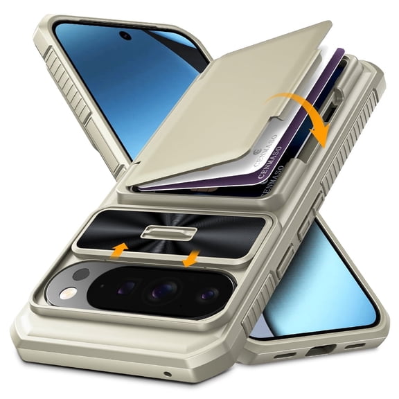Oupeigar for Google Pixel 10 Pro XL Phone Case,with Card Holder,Camera Cover,Kickstand [RFID Blocking] Shockproof Wallet Phone Case-Titanium