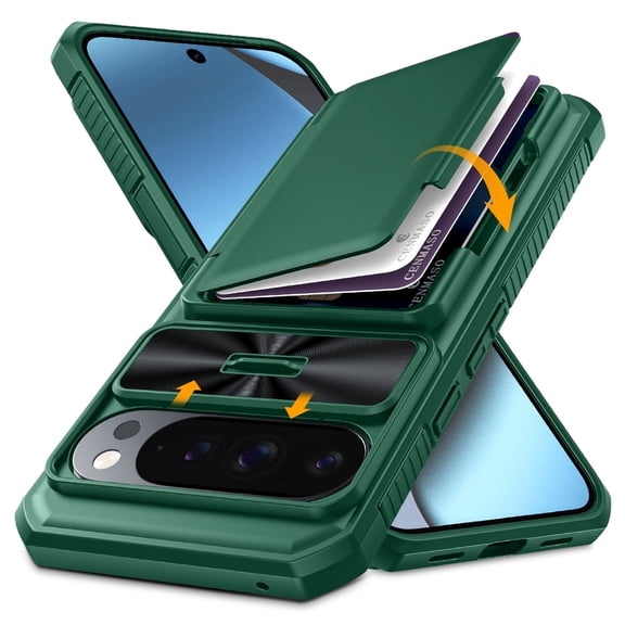 Oupeigar for Google Pixel 10 Pro XL Phone Case,with Card Holder,Camera Cover,Kickstand [RFID Blocking] Shockproof Wallet Phone Case-Green