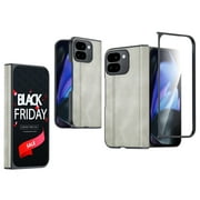 Oupeigar for Google Pixel 9 Pro Fold Case, [with Magnetic, Screen Protector & Hinge Protector] Slim Body Full Body Shockproof Leather Case for Google Pixel 9 Pro Fold (Gray White)