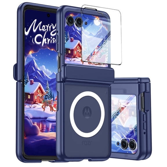 Oupeigar for Motorola Razr 2026/2025/2024 Phone Case,with Wireless Charging,Fit for Magsafe & Screen Protector Shockproof Case-Blue