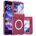 thumbnail image 1 of Oupeigar for Motorola Razr 2026/2025/2024 Phone Case, [Fit for Magsafe] [Screen Protector] Translucent Frosted Shockproof Case-Rose Red, 1 of 11