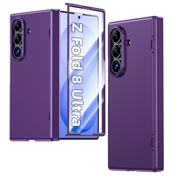 Oupeigar for Samsung Galaxy Z Fold 8 Ultra Case, Built-in Tempered Glass Screen Protector, Military Grade Shockproof Phone Case-Purple