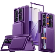 Oupeigar for Samsung Galaxy Z Fold 7 Phone Case,Wallet RFID[Cards Holder][Camera Cover][Kickstand]Shockproof Silicone Protective Phone Case-Purple