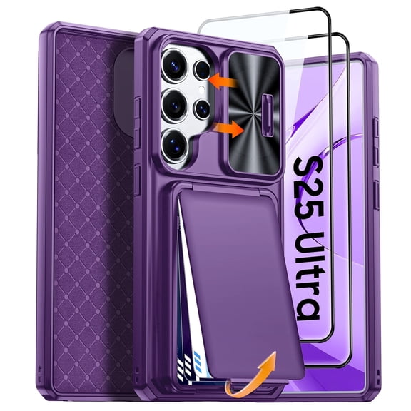 Oupeigar for Samsung Galaxy S25 Ultra Wallet Phone Case,with Screen Protector,Camera Cover, RFID Blocking,Millitary Shockproof Protection Case-Purple