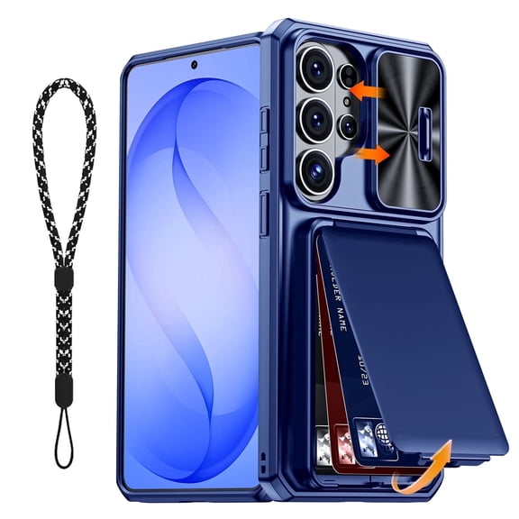 Oupeigar for Galaxy S26 Ultra Luxury Phone Case,with Slide Camera Protection,Kickstand and Anti-Fingerprint Grip,12FT Drop Proof Rugged Case-Blue