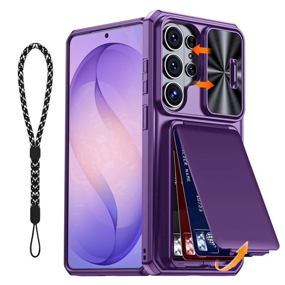 Oupeigar for Galaxy S26 Ultra Luxury Phone Case,with Slide Camera Protection,Kickstand and Anti-Fingerprint Grip,12FT Drop Proof Rugged Case-Purple