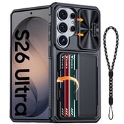 Oupeigar for Samsung Galaxy S26 Ultra Case Wallet RFID with Lanyard,Cards Holder,Camera Cover,Edge Raised,Rugged Shockproof Phone Case-Black