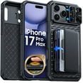 thumbnail image 1 of Oupeigar for iPhone 17 Pro Max Phone Case with [Cards Holder][RFID Blocking][Camera Cover]Rugged Shockproof Silicone Protective Case-Black, 1 of 11