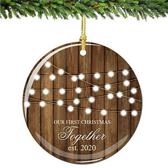 Our 1st Christmas Together Ornament 2023 Lights Porcelain Ornament Boyfriend Girlfriend Future Newlyweds Gift Idea