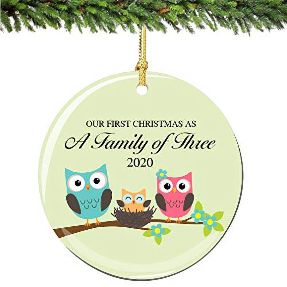 Our 1st Christmas as A Family of Three Ornament 2023 Owls Porcelain ...