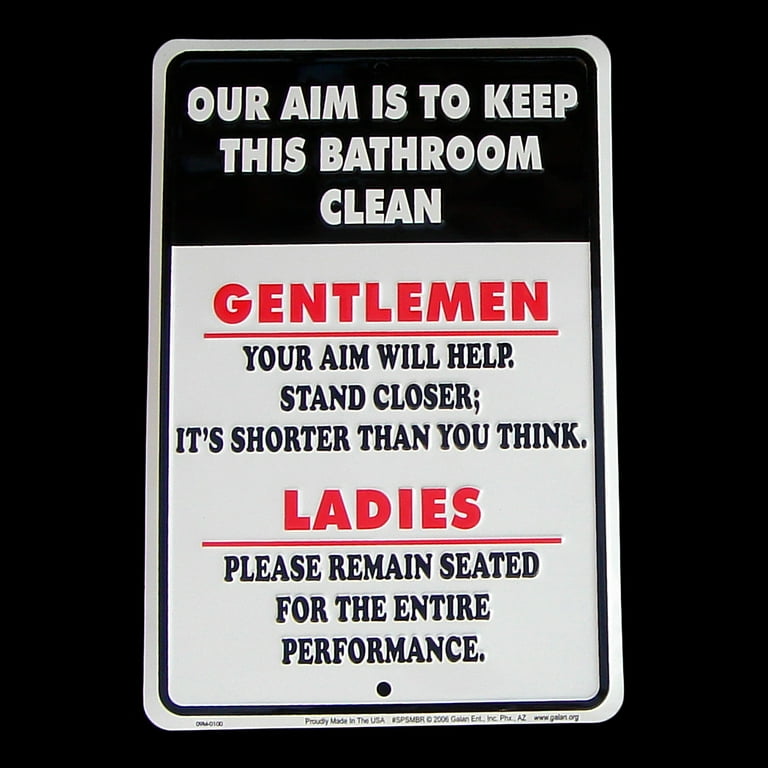 Our Aim is to Keep Bathroom Clean Tin Sign Metal Plaque Aluminum Bathroom Sign That Reads: Our Aim is to Keep Bathroom Clean Tin Sign Metal Plaque Aluminum Bathroom Sign That Reads: