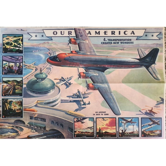 Our America Transportation 1943 Vintage Coca Cola Road Poster Unframed Paper Print