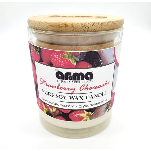 Our Aroma 10 Ounce Strawberry Cheesecake 100% Soy Wax Jar Candle