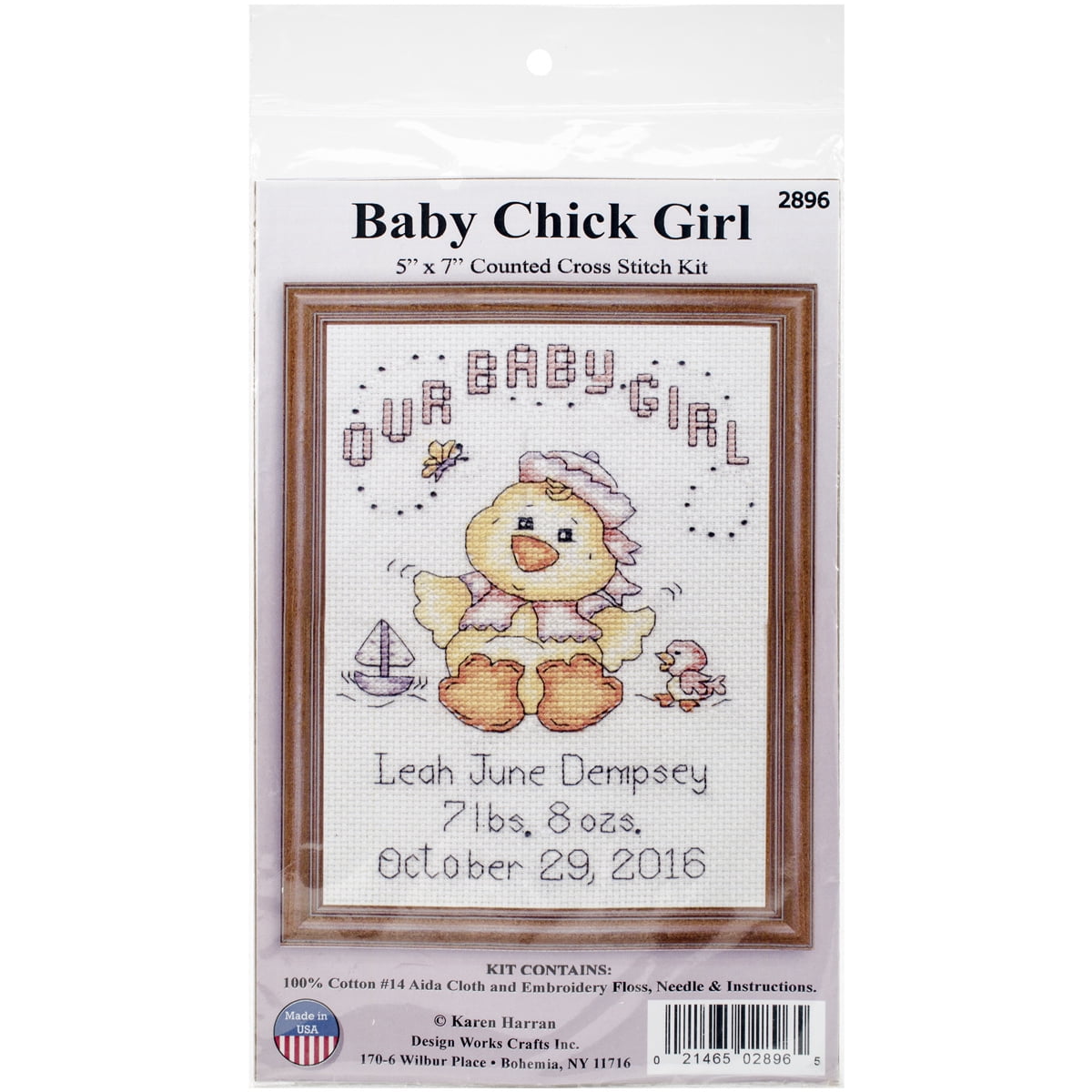 Design Works Counted Cross Stitch Kit - Baby Blocks Birth Record, 5x7 Inch, 14 Count