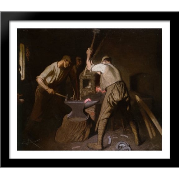 Our Blacksmith 32x28 Large Black Wood Framed Print Art by Sir George Clausen
